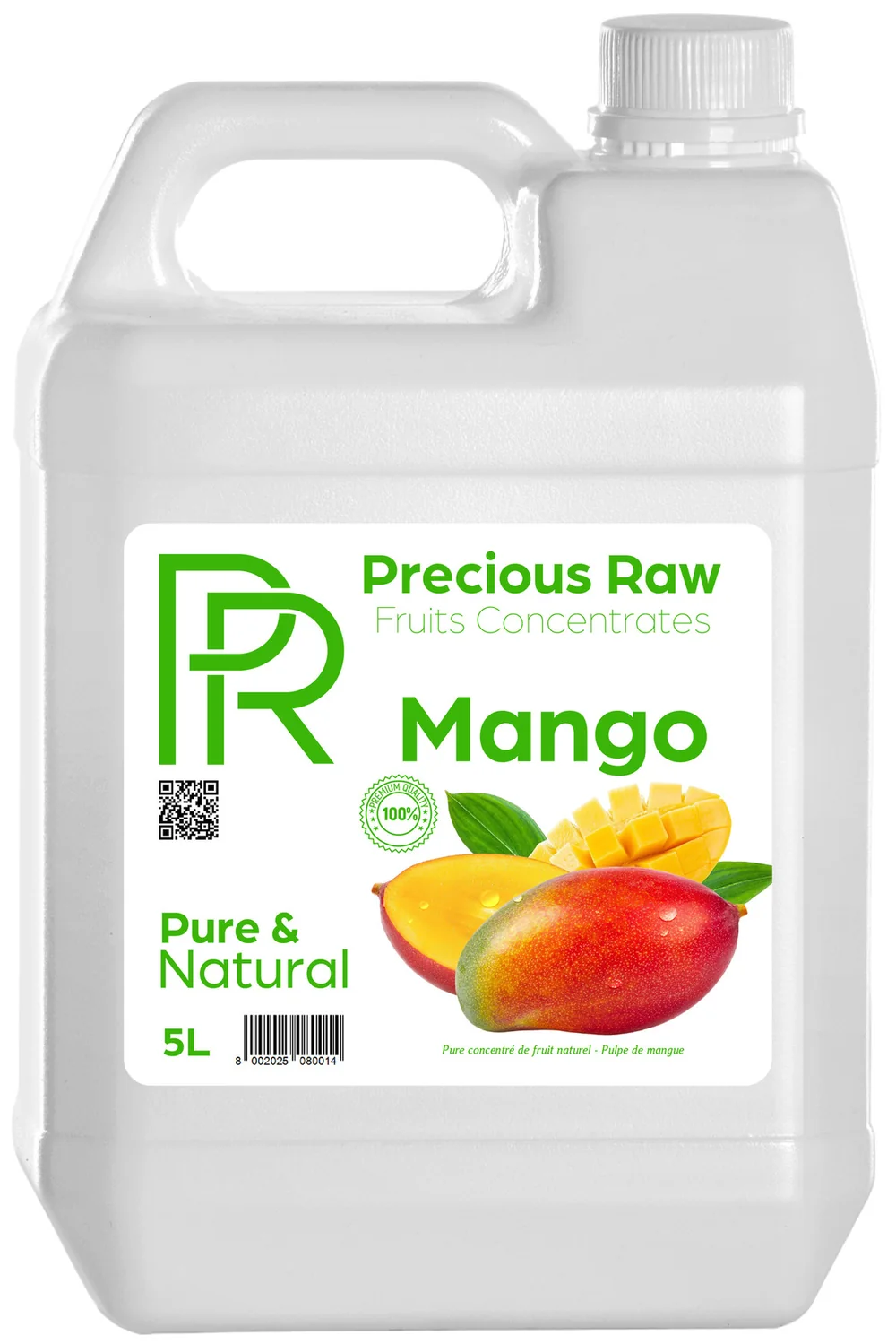 Bidon de concentré de mangue Precious Raw, 5 L
